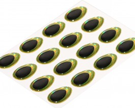 3D Epoxy Teardrop Eyes, Rainbow Chartreuse, 15 mm